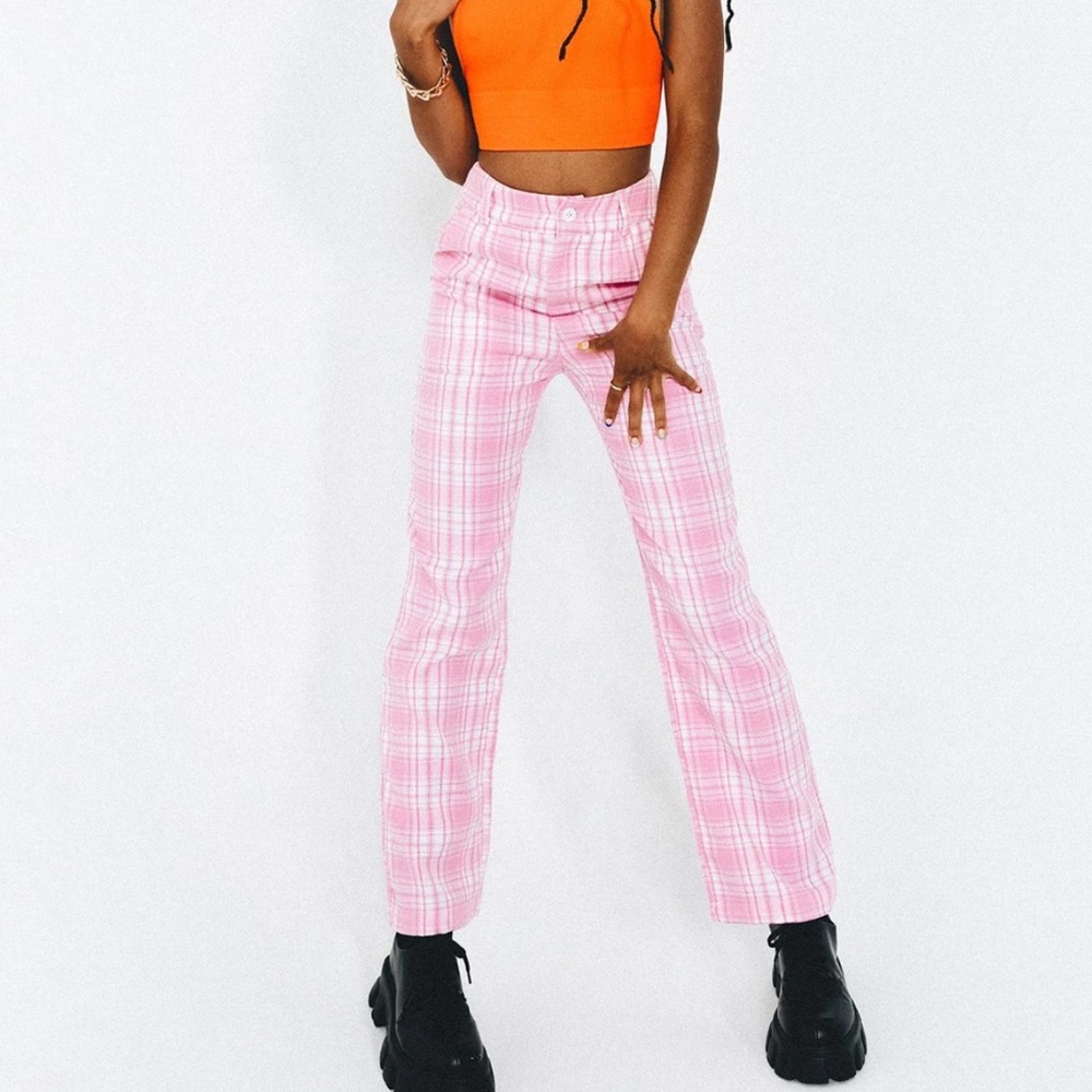 Princess Polly pink plaid pants